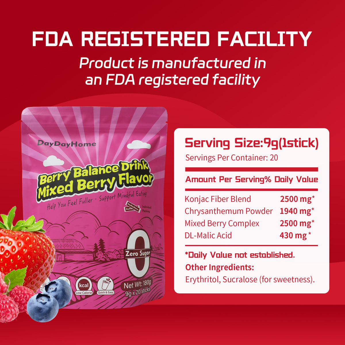 DayDay Home® Berry Balance Drink - Mixed Berry Flavor